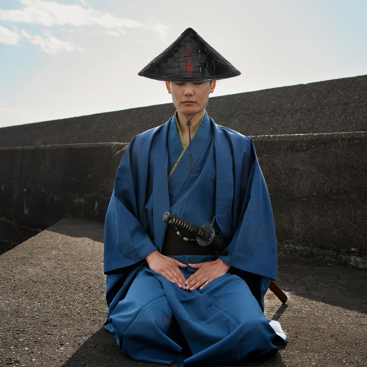 LIFKOME 1/2 confezioni Giappone Samurai Cappello Ninja Bamboo Hat Cono Cinese Cappello di paglia per Cosplay Party Accessorio
