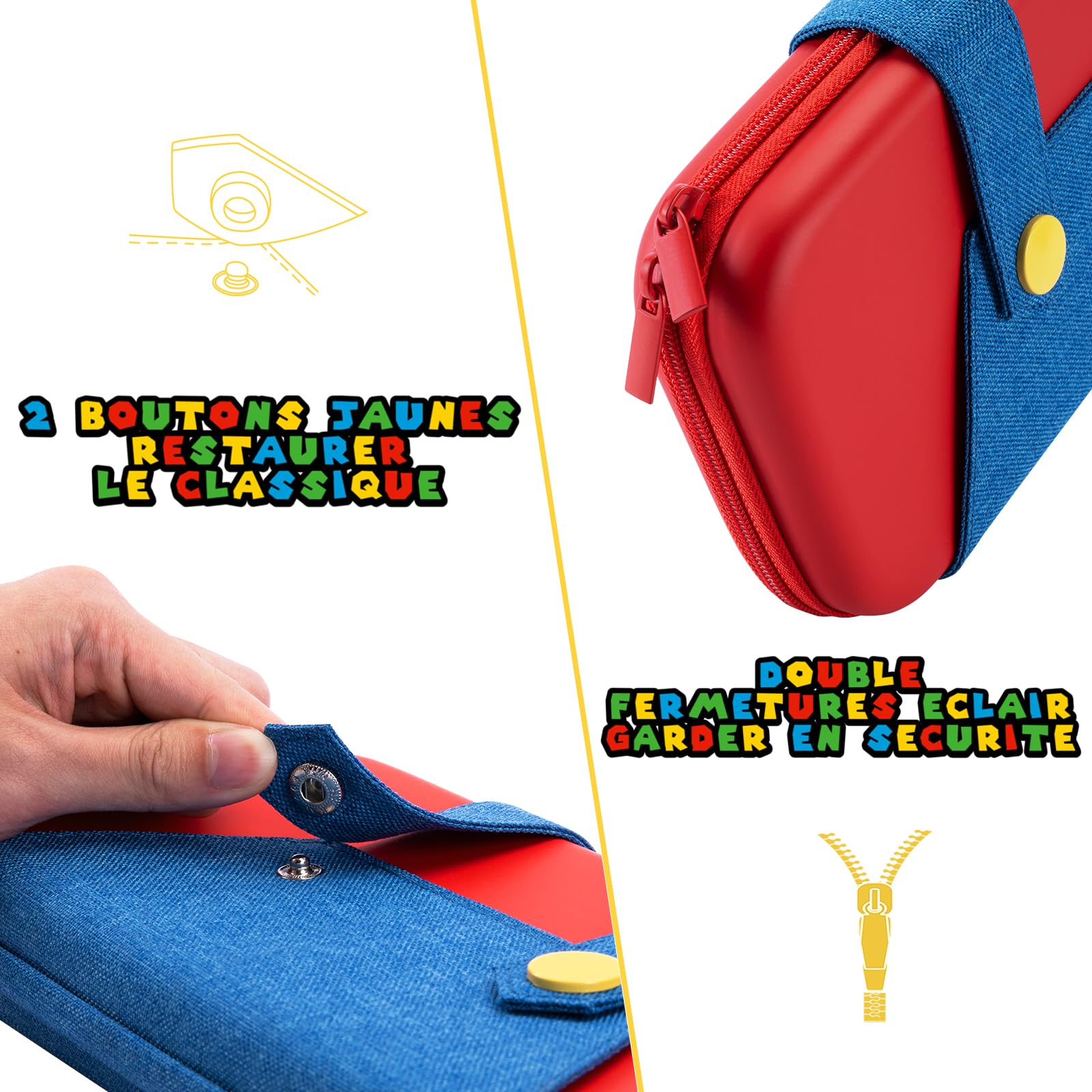 PALPOW Pochette de Transport Compatible avec Nintendo Switch 2, Housse Protection avec 10 Rangements pour Cartridges de Jeux, Etui à Coque Rigide et Stockage - Rouge Bleu