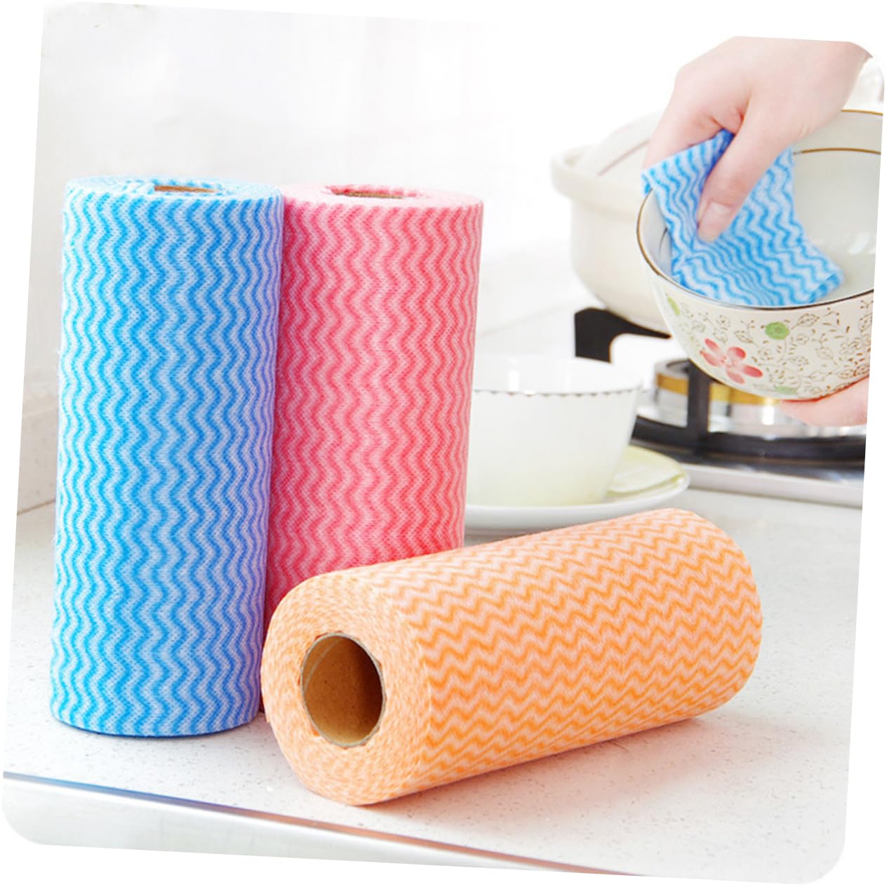 Healeved 150piezas Paquete De Paños De Cocina No Tejidos Absorbentes y Reutilizables Color Azul para Limpieza Hogares Restaurantes y Fábricas De Alimentos