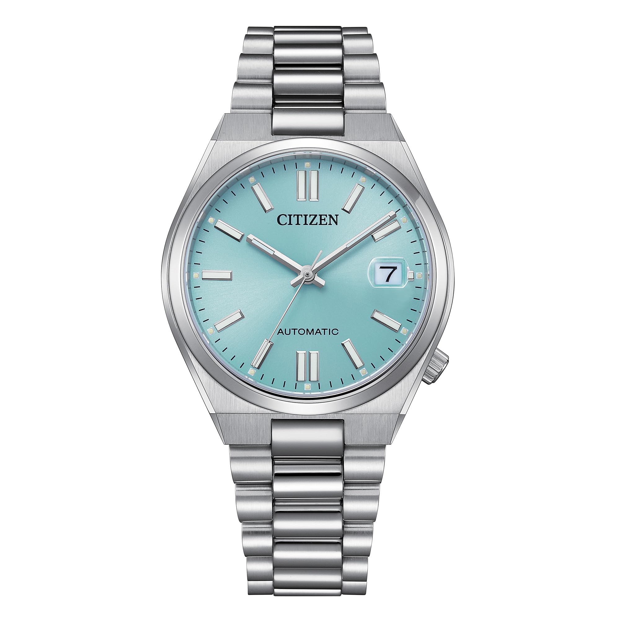 CITIZEN Bayan Saati Otomatik Paslanmaz Çelik Bağlantı Bantlı 37 mm Safir Cam Tarih Buz Mavisi…