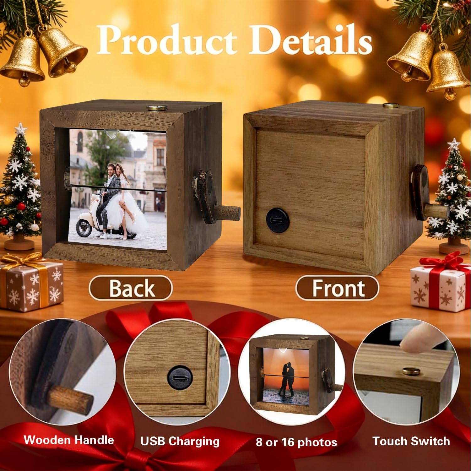 Caja mecánica personalizada para decoración del hogar, regalo de animación de fotos hecho a mano, caja de recuerdo romántica de aniversario hecha a mano