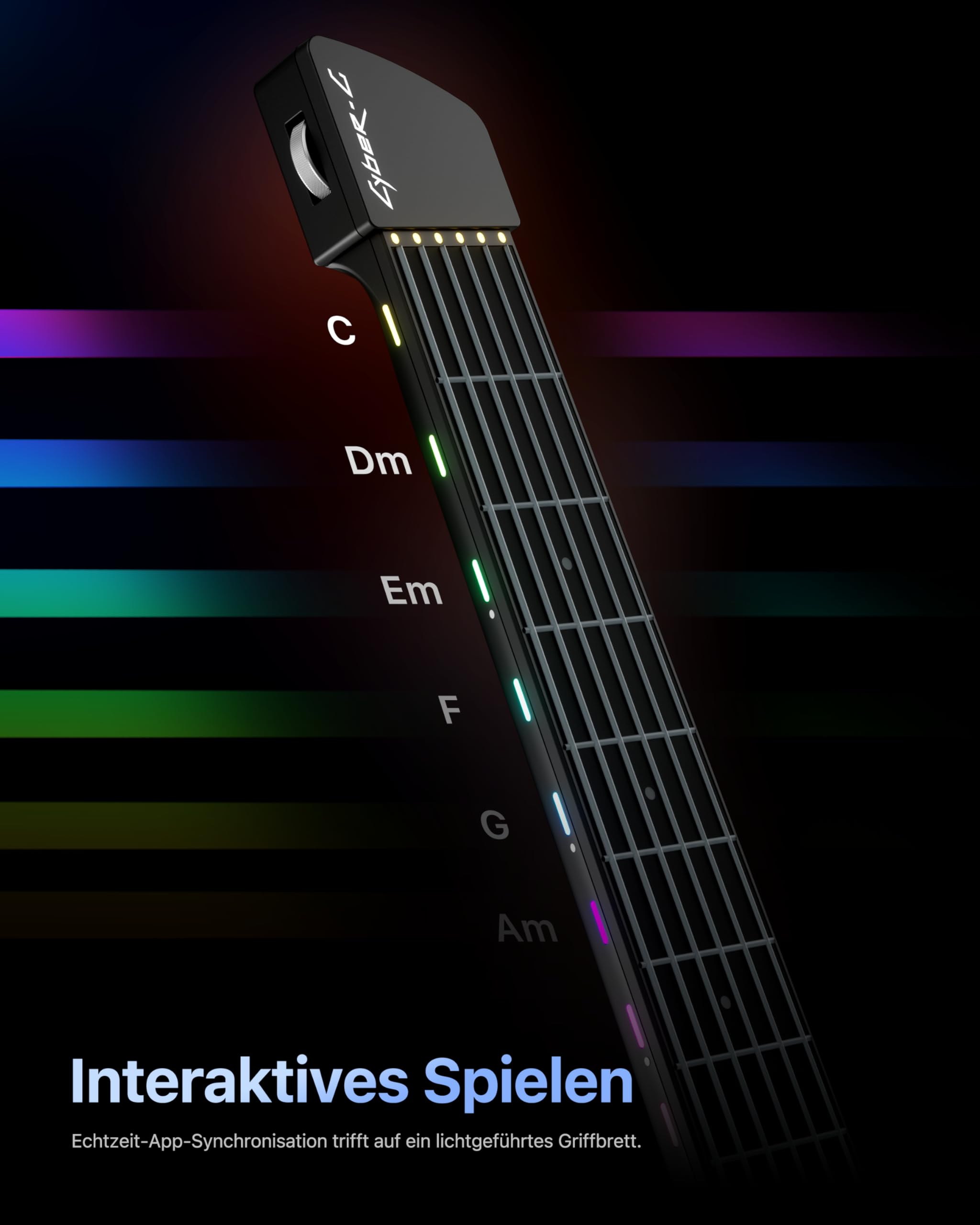 Enya CYBER-G Smart Gitarre – mit Silikonsaiten, 24 integrierten Sounds, schwarze leise Reise Anfänger Gitarre mit Lautsprecher, Drum-System, App & interaktiven Akkorden für Erwachsene & Teenager