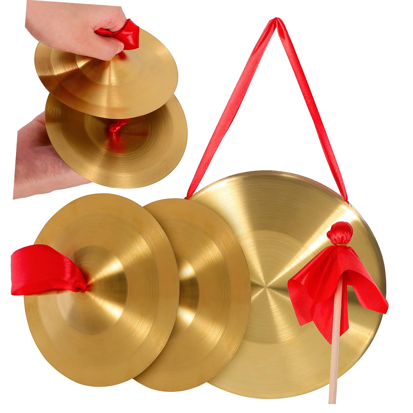 Abaodam Ensemble De Percussion Gong Chinois En Cuivre 22 Cm Maillet Paire De Cymbales 15 Cm à Main Pour Orchestre Et Représentation Musicale