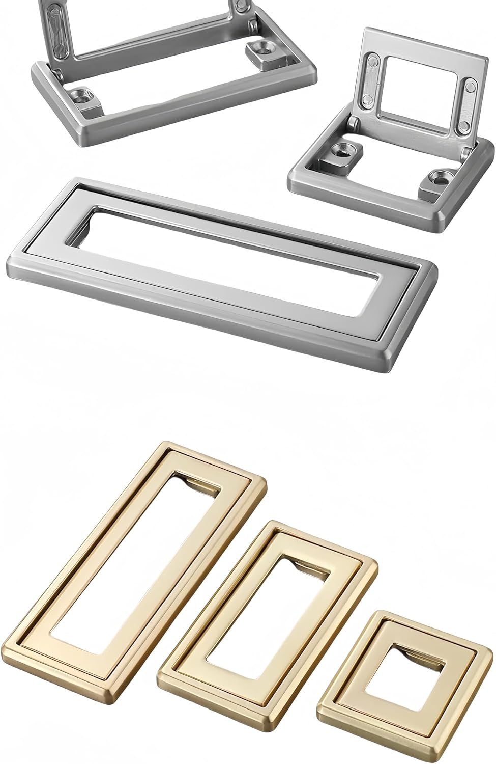 2 Pcs Aluminium Alloy Flip Handle Hidden Door Pull Handles Recessed Drawer Knob for Windows Cabinets Furniture Door W/Screws (Gold, Hole Distance: 64mm)