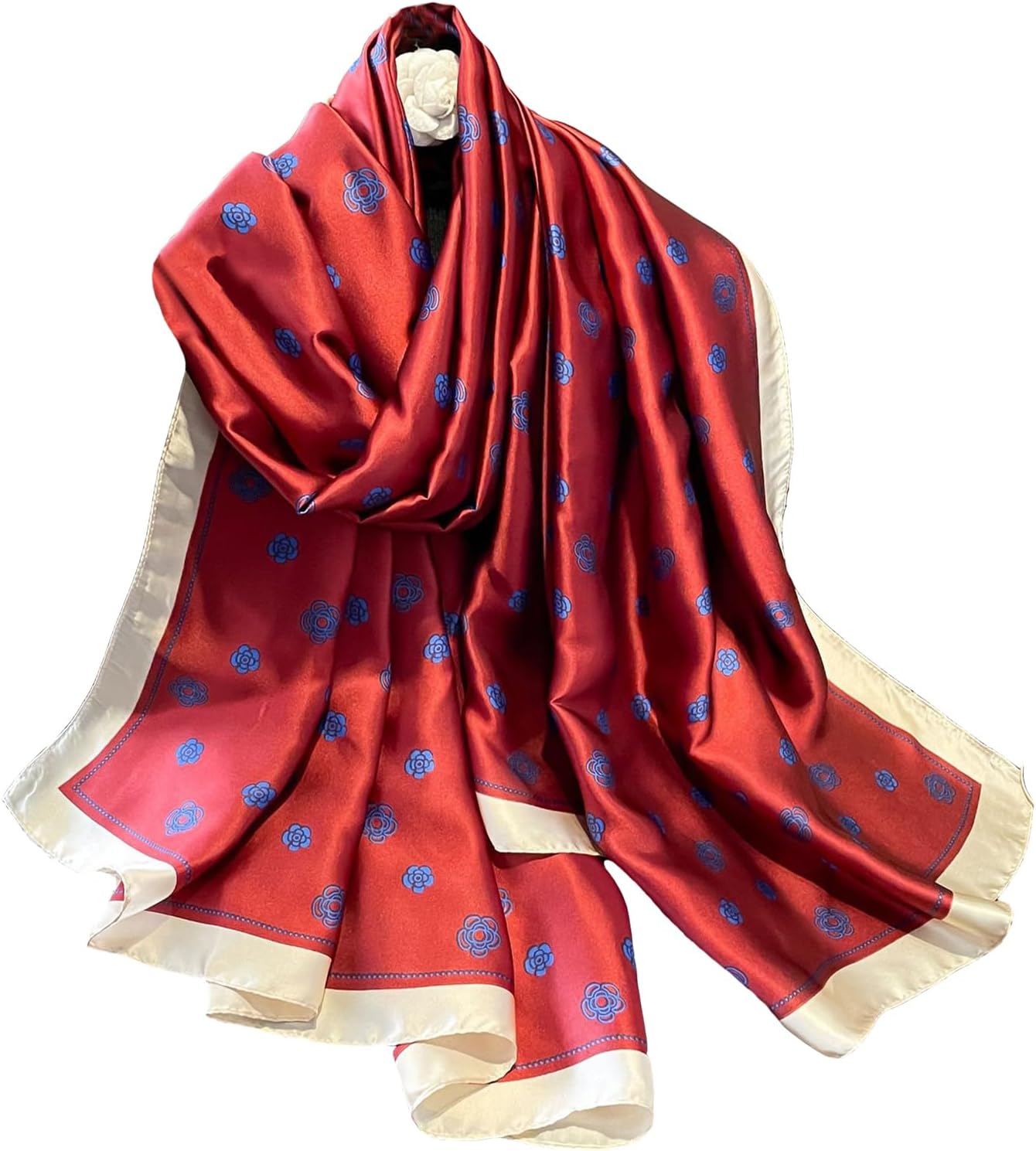 Aufeel Fashion Scarves 100% Satin Silk Scarf Long Lightweight Sunscreen Shawls Wraps for Women Hair Scarves