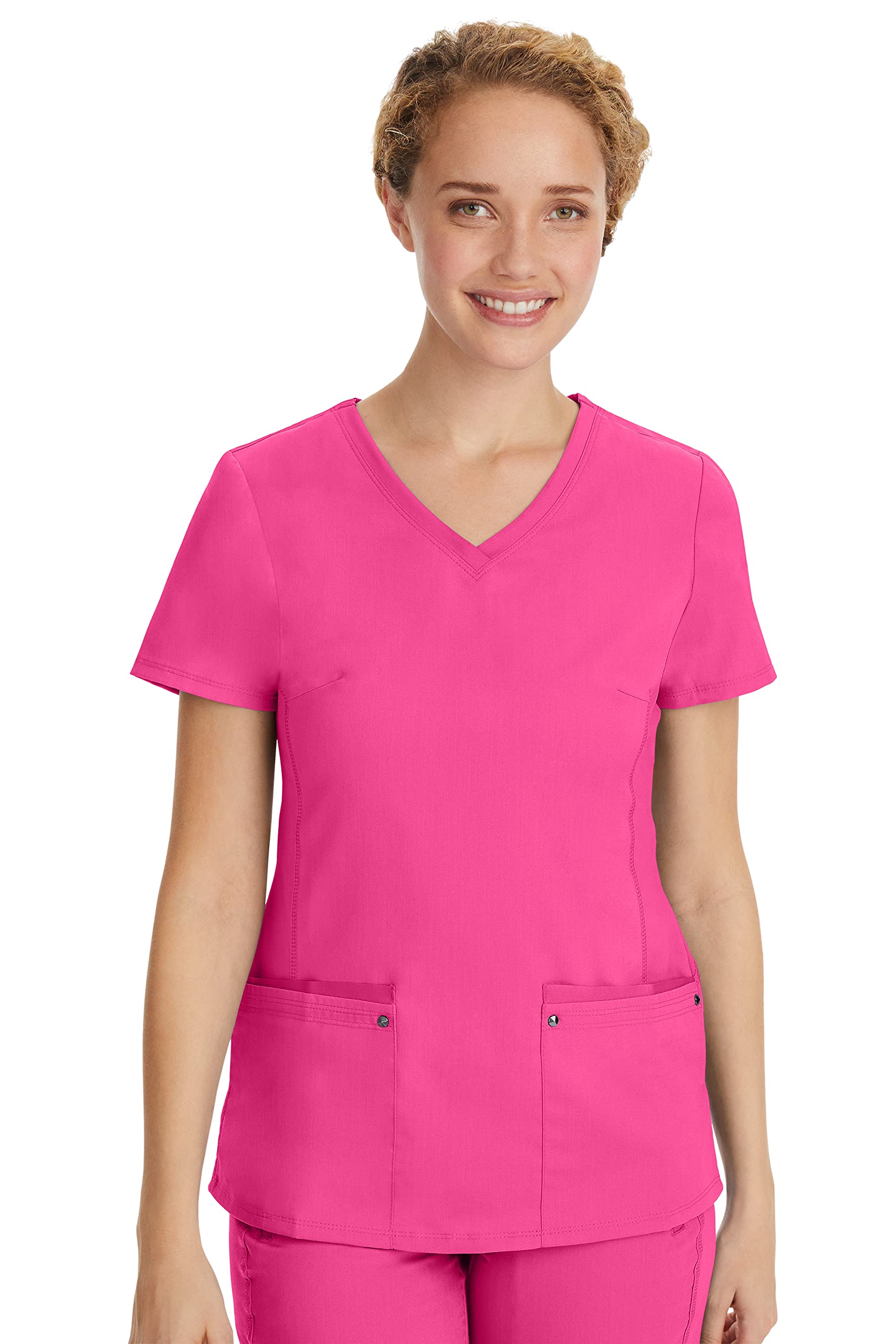 Healing Hands Women's Scrub Top V-Neck with 2 Pockets, 2-Way Stretch, and Yoga Knit Side Panels for Slim Fit- 2245