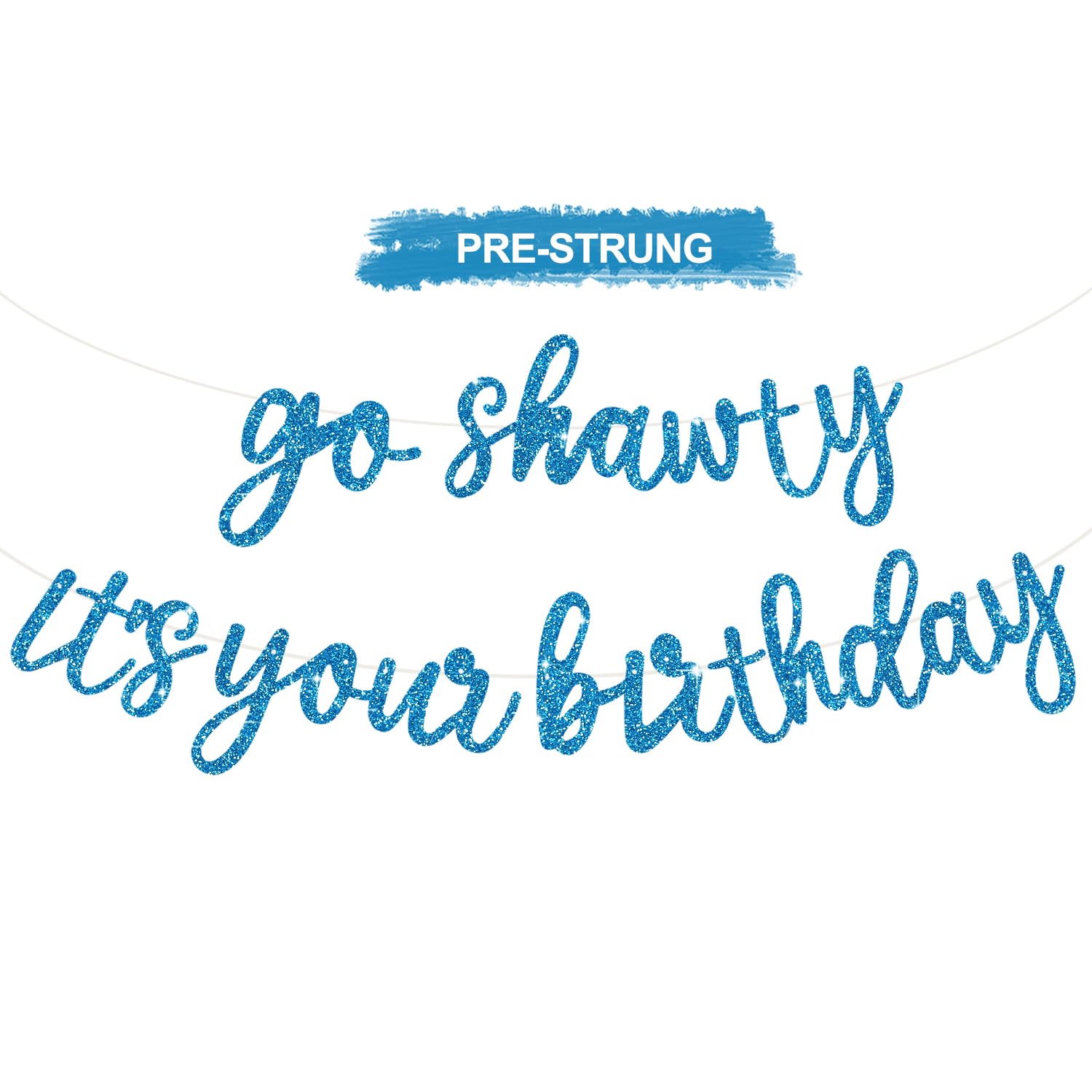 Glitter Birthday Banner - Pre-Strung & Easy Decor -19