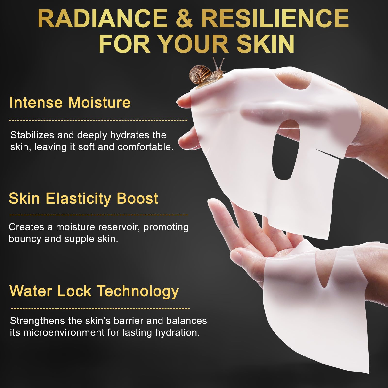 Snail Mucin Glass Glow Mask (4x Pack), Collagen Face Mask with Snail Mucin Serum - Image 3