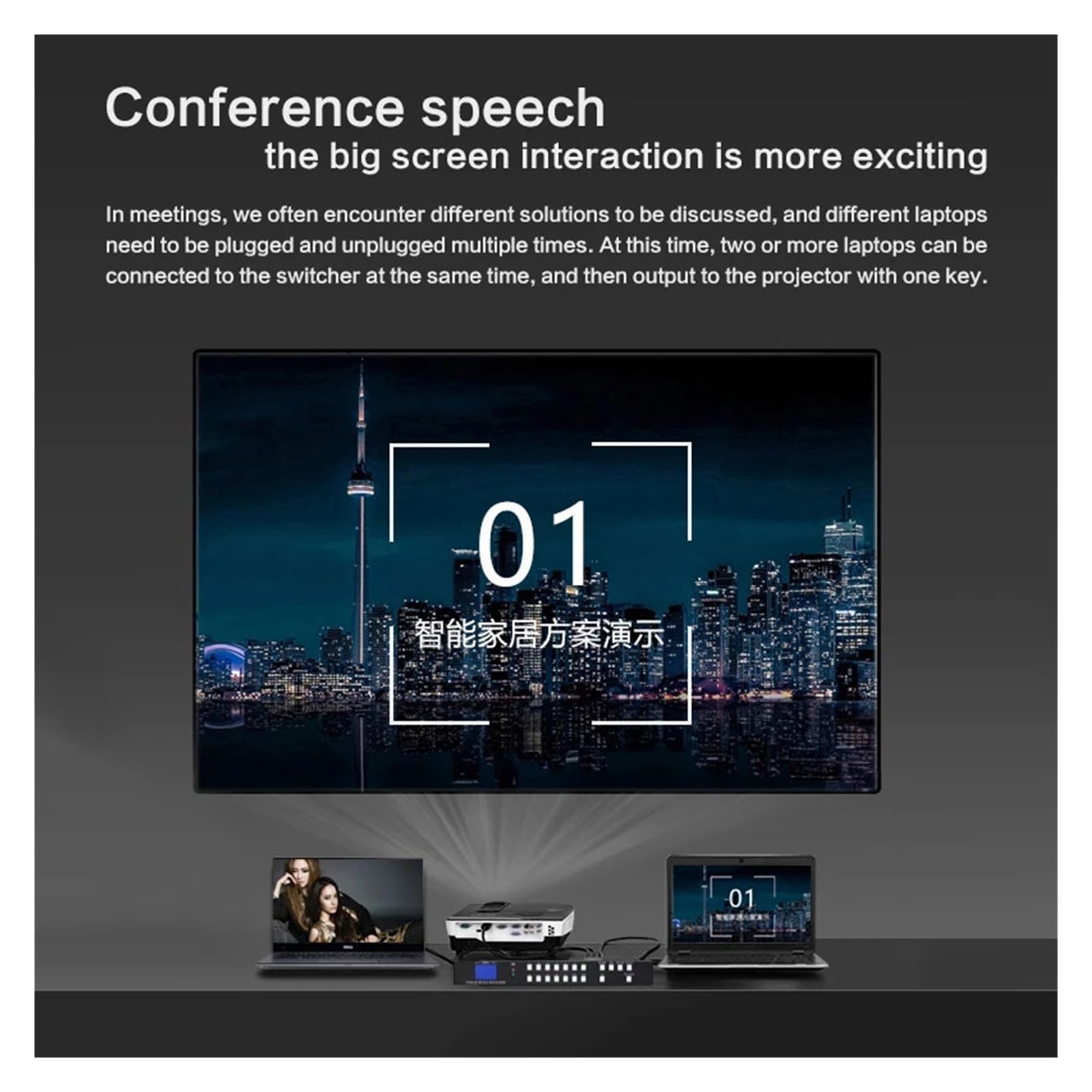 Convertitore Digitale, Seamless Matrix 4x4 4k Switch Splitter Box Video TV Wall Commutazione senza ritardo
