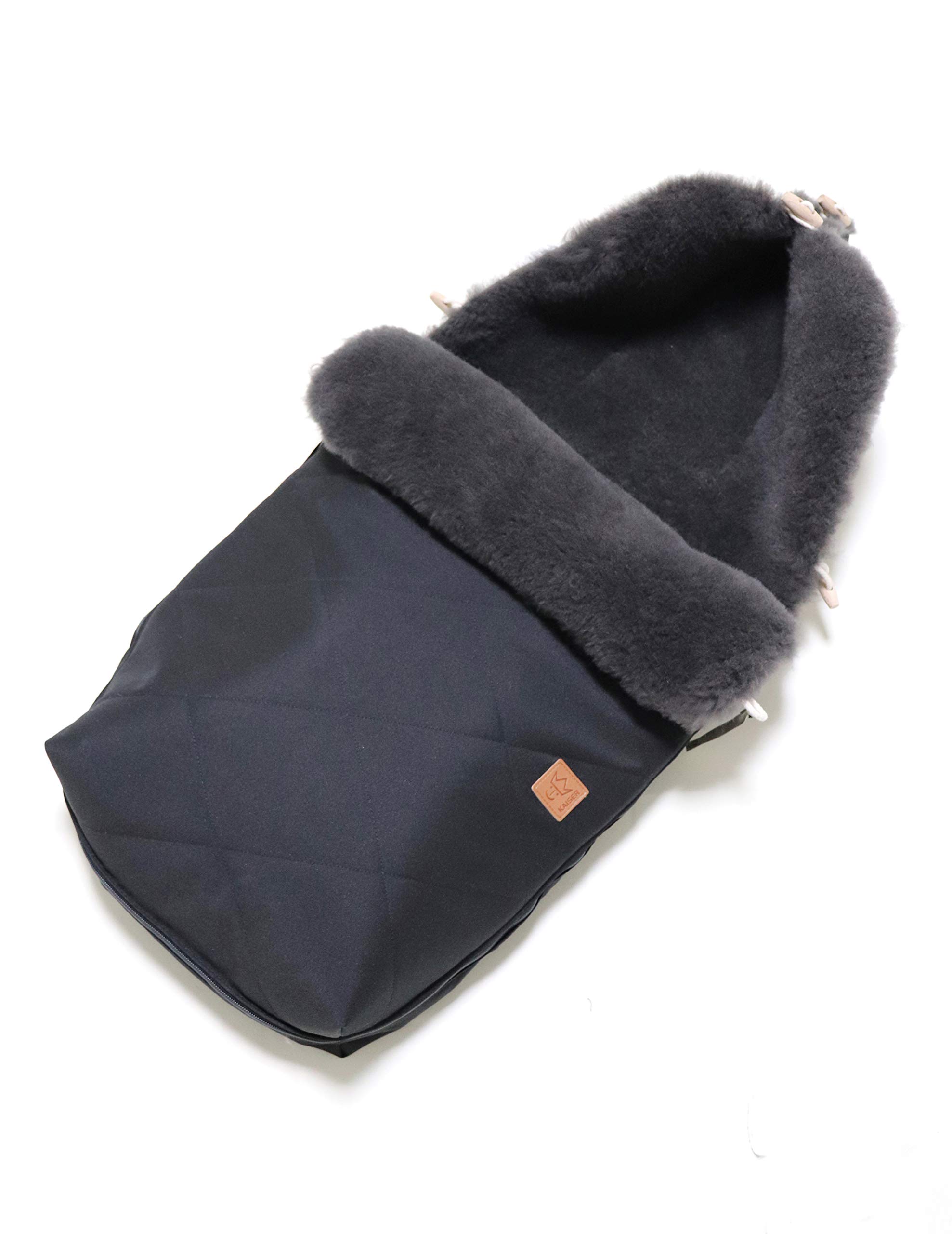 Kaiser 6540725 Natura Graphit Lammfell Fußsack, schwarz