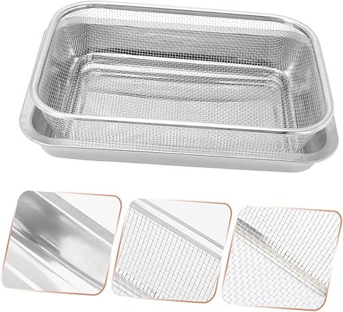 Miniatura 8 de BESTonZON Juego de 2 juegos de herramientas de parrilla de acero inoxidable para parrilla, colador de fregadero, cesta de colador de cocina, cuenco