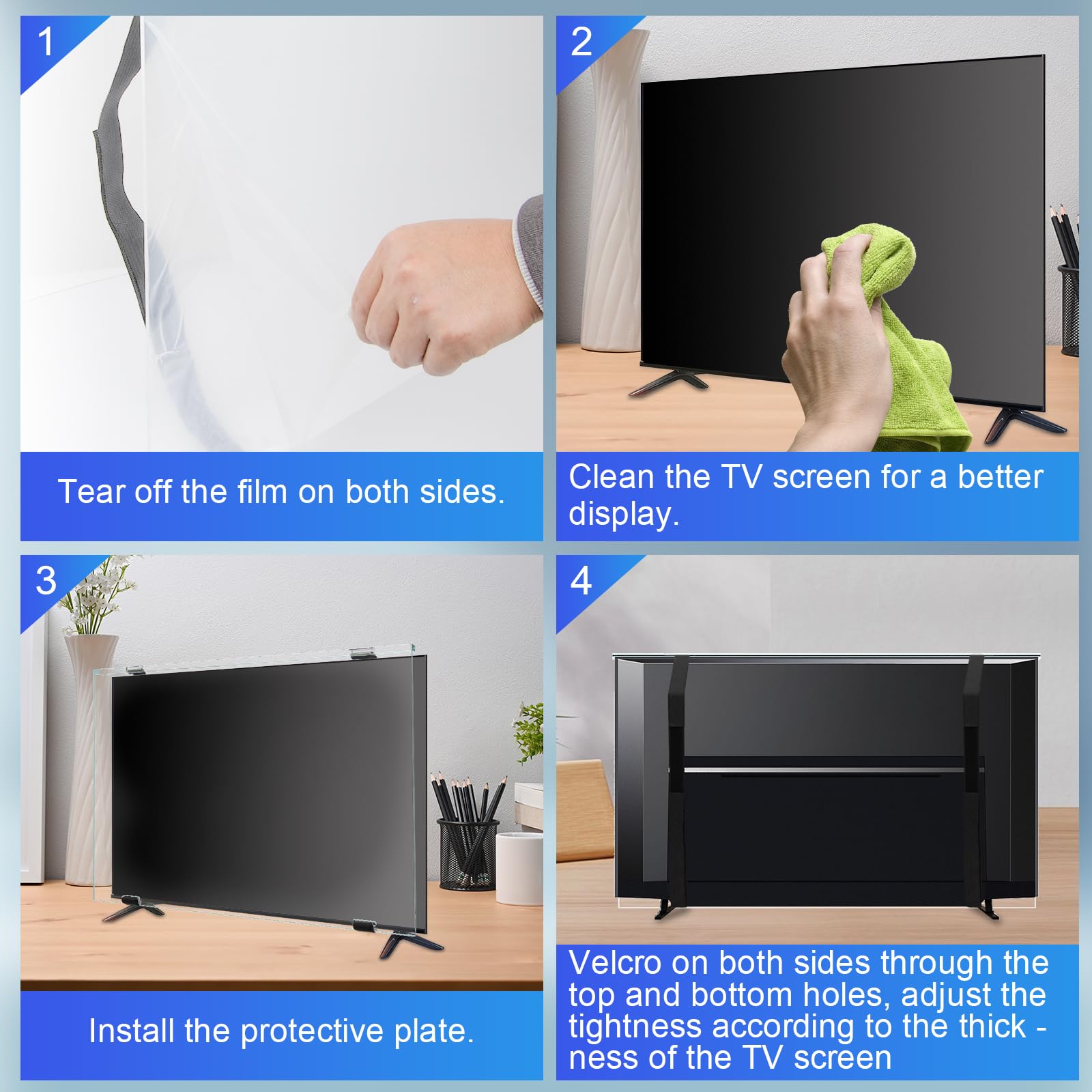 Qoosea Protector de Pantalla de TV 55 Pulgadas, Transparente HD Acrílico Panel Protector de Televisión para Soporte de Solo/Doble Punto, Panel Acrílico para TV Protección Reduce Arañazos