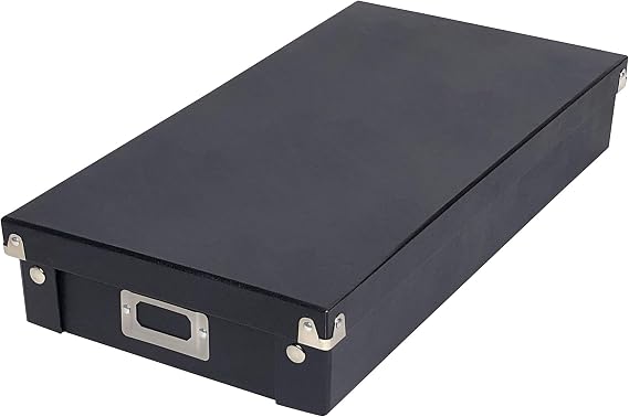 Snap-N-Store Cassette Tape Storage Box - 2 Pack, Durable Boxes with Lids to Hold up to 50 Cassette Cases - Black