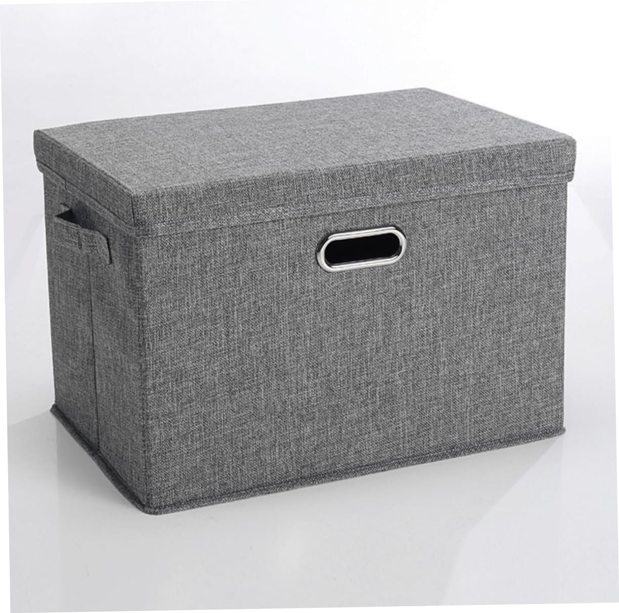 Happyyami Foldable Cotton and Linen Storage Basket Clothes Storage Cube with Handles for Organizing Laundry Accessories Stylish Home Bin Grey