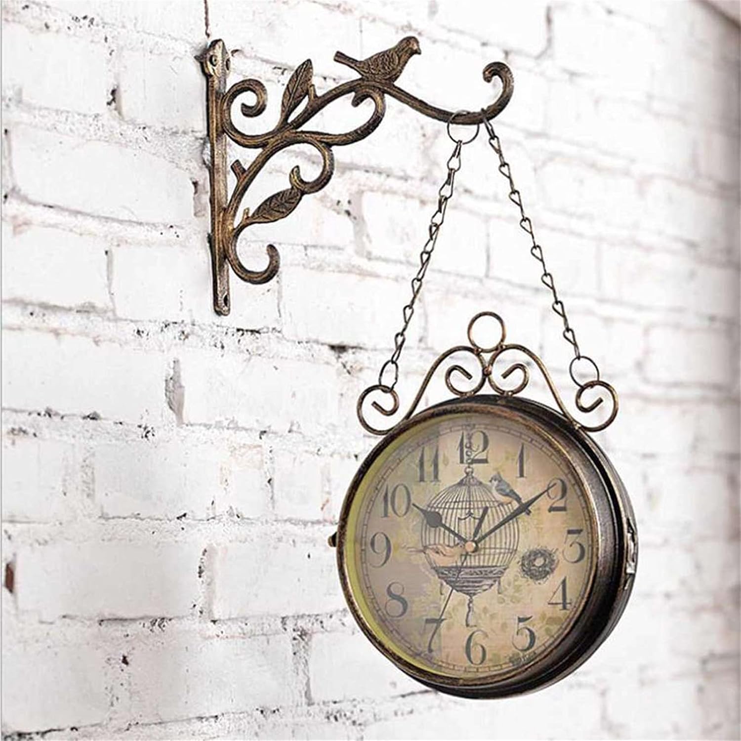 MaGiLL Outdoor Wall Clock, Outside Waterproof Garden Clock Vintage Double Sided Clock Wall Mounted Paddington Station Clock Hanging Garden Clock f