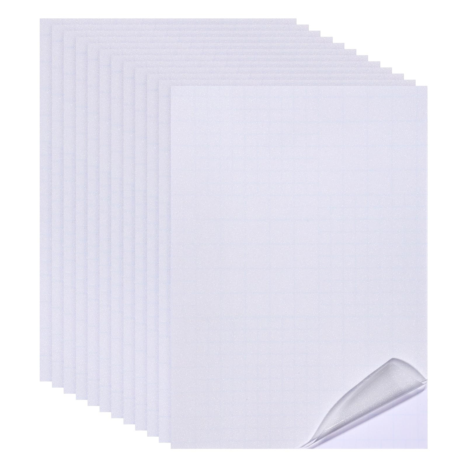 PATIKIL 12x8 Inch Holographic Laminate Sheets, 12Pcs Holographic Sticker Paper Transparent Vinyl Laminate Film A4 Waterproof Self Adhesive for Craft Books, Holographic Glitter