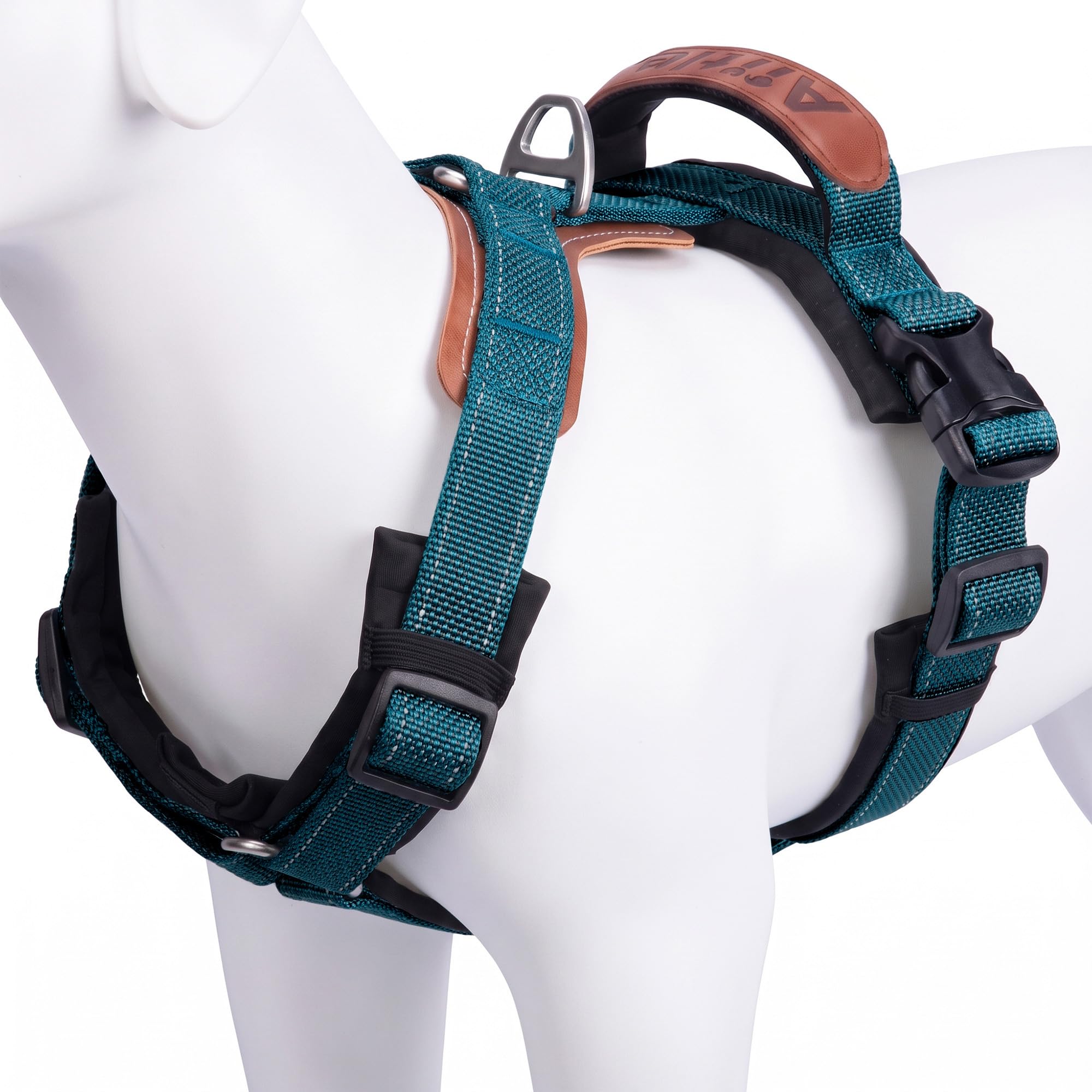 AIITLE Adjustable No Pull Dog Harness with Leather Accents, Blue S — image 1