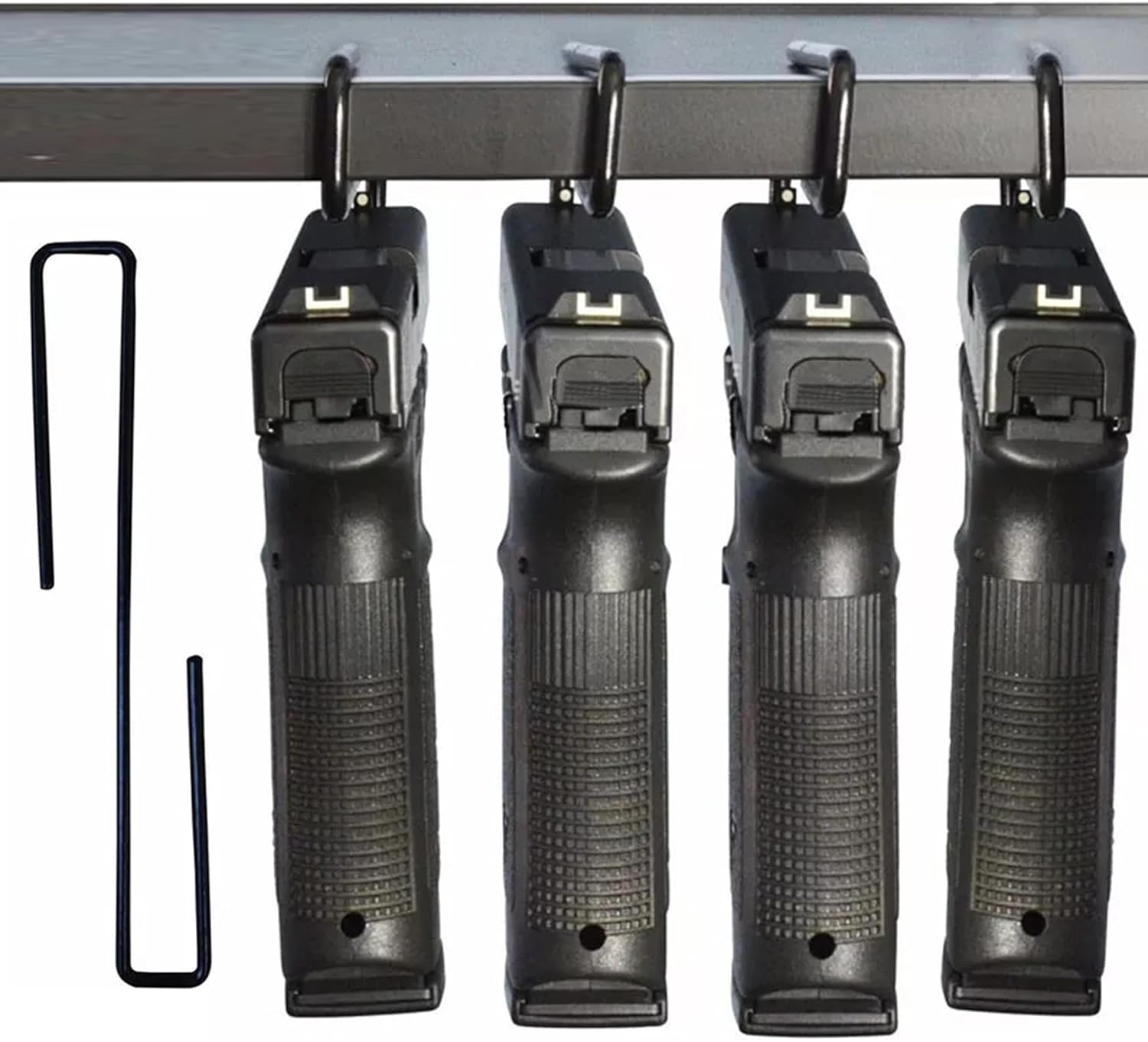Perchas de metal con revestimiento de vinilo para pistola para debajo del estante, paquete de 4 – BOOM-10008-4PK