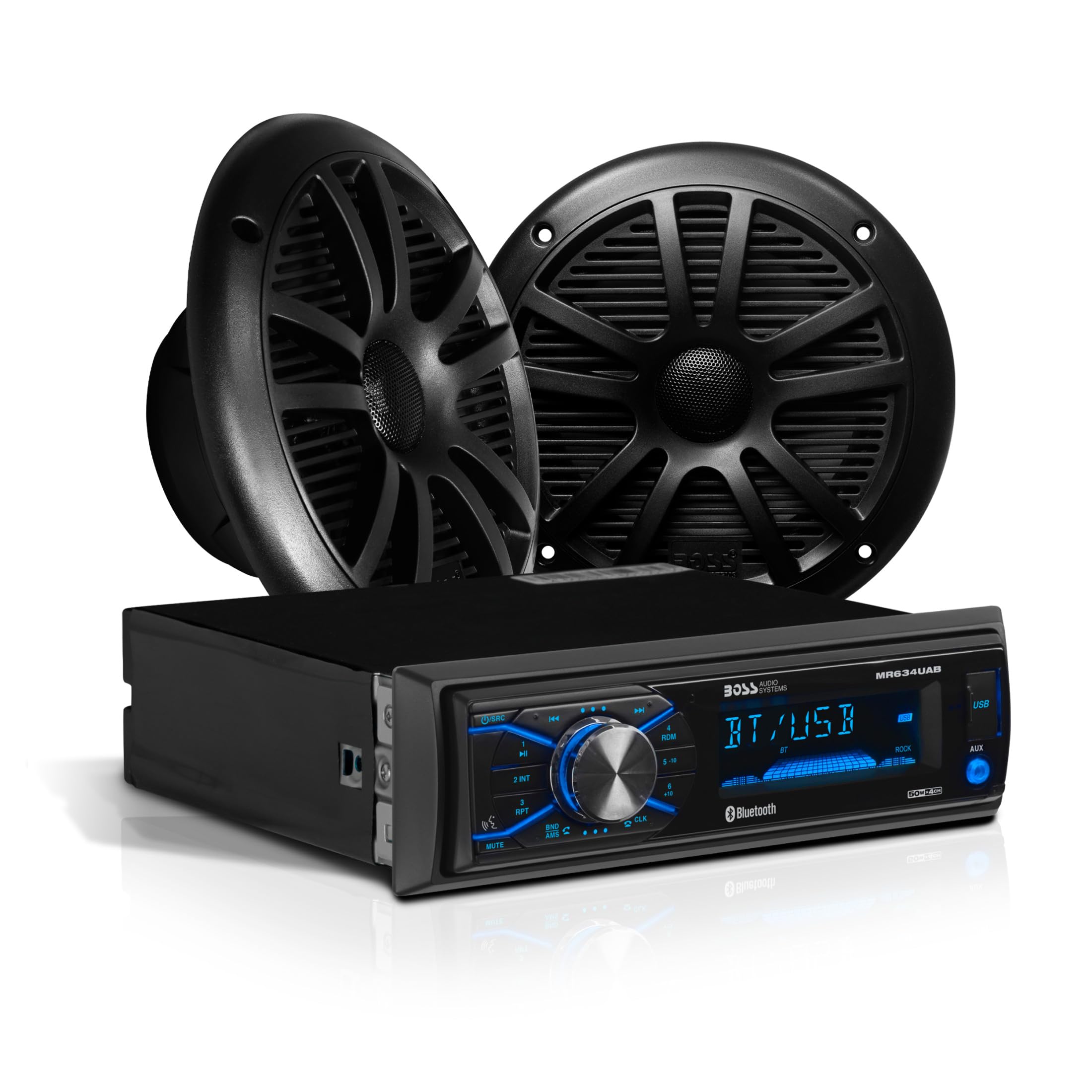 BOSS Audio Systems MCBK634B.6 Marine Boat Stereo &amp; 6.5 Inch Speaker Pair