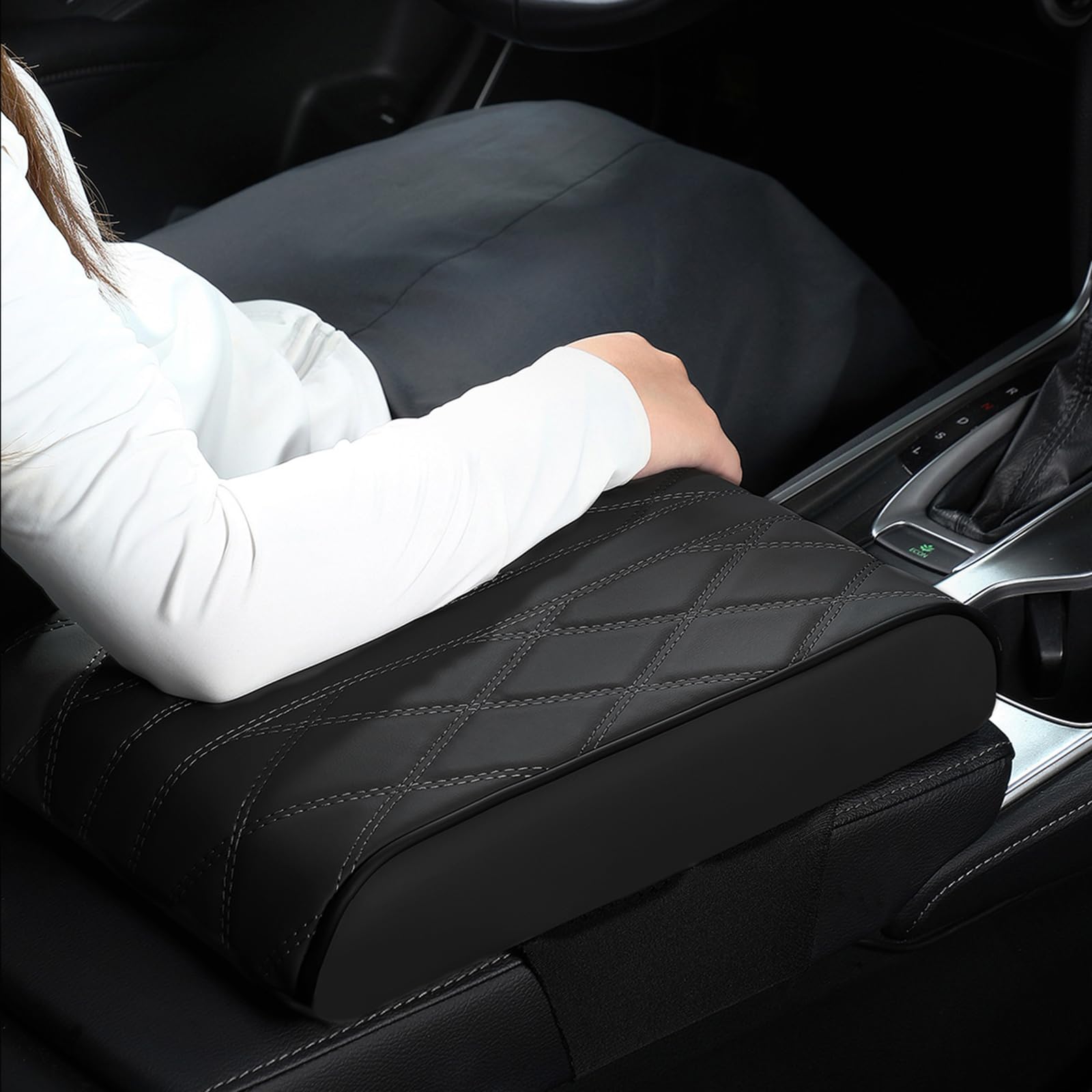 Leather Car Armrest Box Pad, pokrowiec na konsolę samochodową, mata na podłokietnik, mata z pianki z pamięcią kształtu, skórzana osłona podłokietnika, podkładka na konsolę środkową do