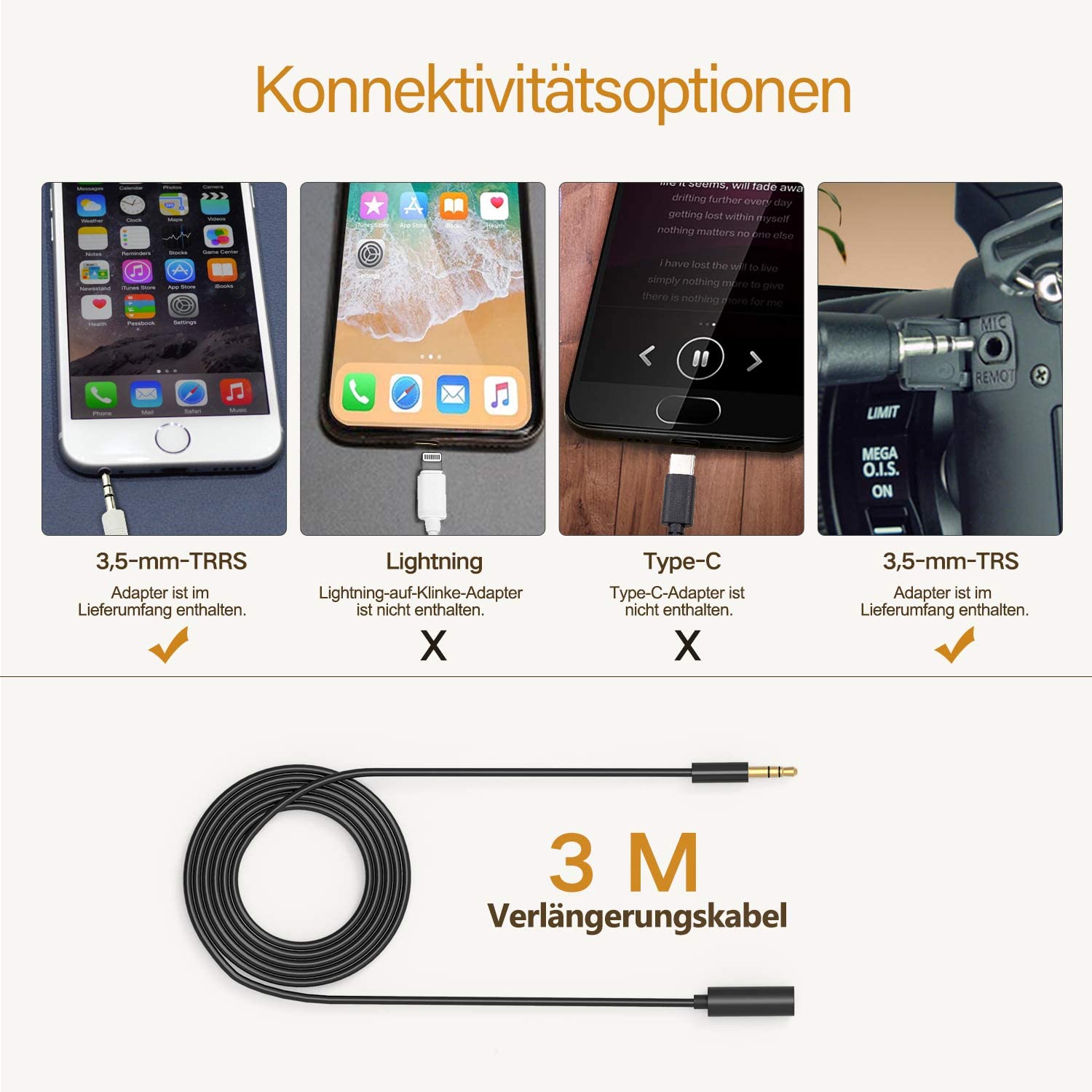 Pixel M80 Video Microphone, Microphone Caméra Compact avec Support Antichoc, 3.5mm Mic pour iPhone/Android/Appareil Photo/PC/Tablette - Vidéaste Interview Streaming Youtubeur Volg