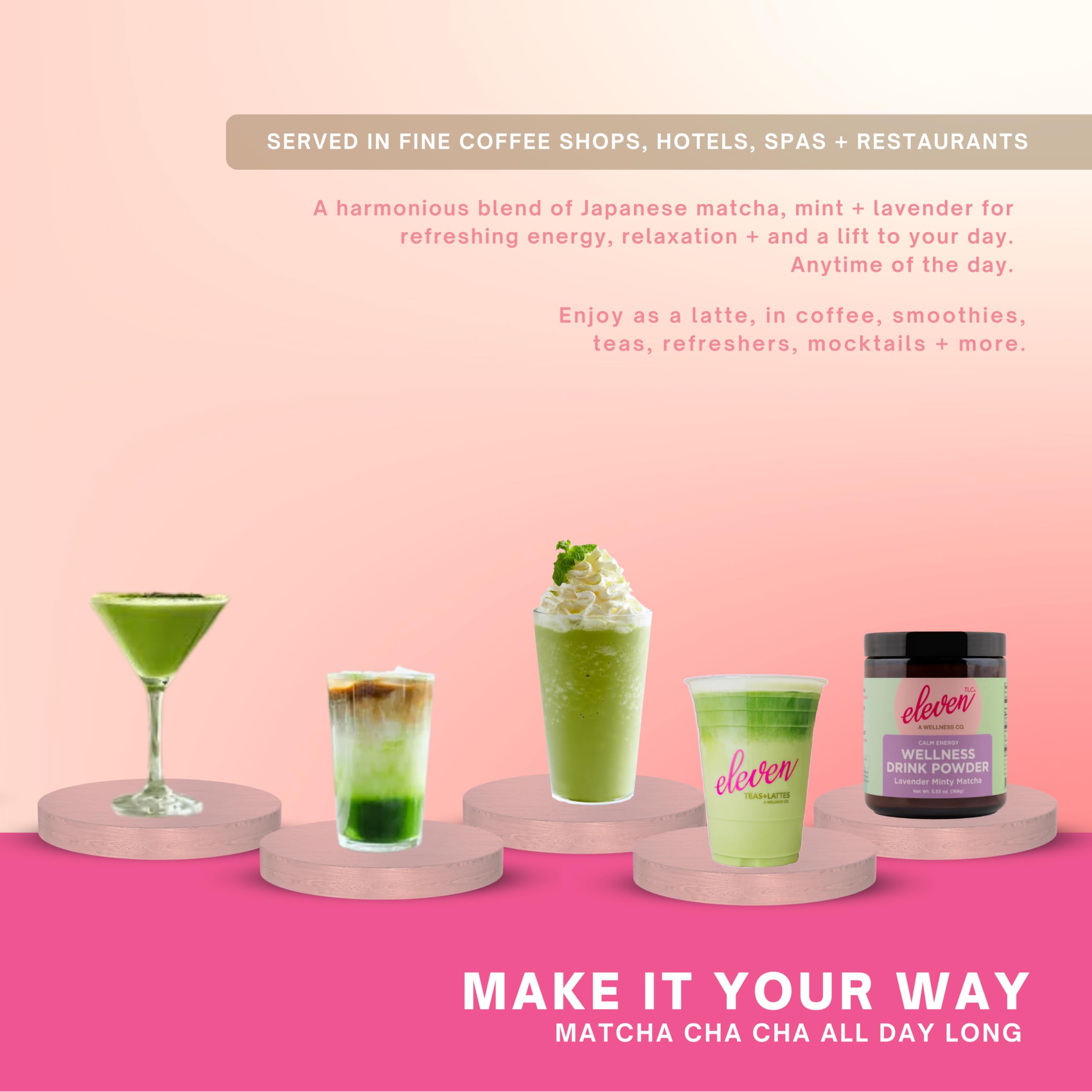 Eleven TLC Mint Lavender Matcha Powder Ceremonial Grade Japanese Green Tea Sugar-Free Wellness Latte Mix with Peppermint Lavender — view 7