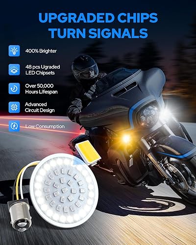 Miniatura 4 de Benlari Nueva versión 1157 Bombillas LED intermitentes, luces traseras delanteras de 2 pulgadas con lentes ahumadas para Harley Davidson Touring