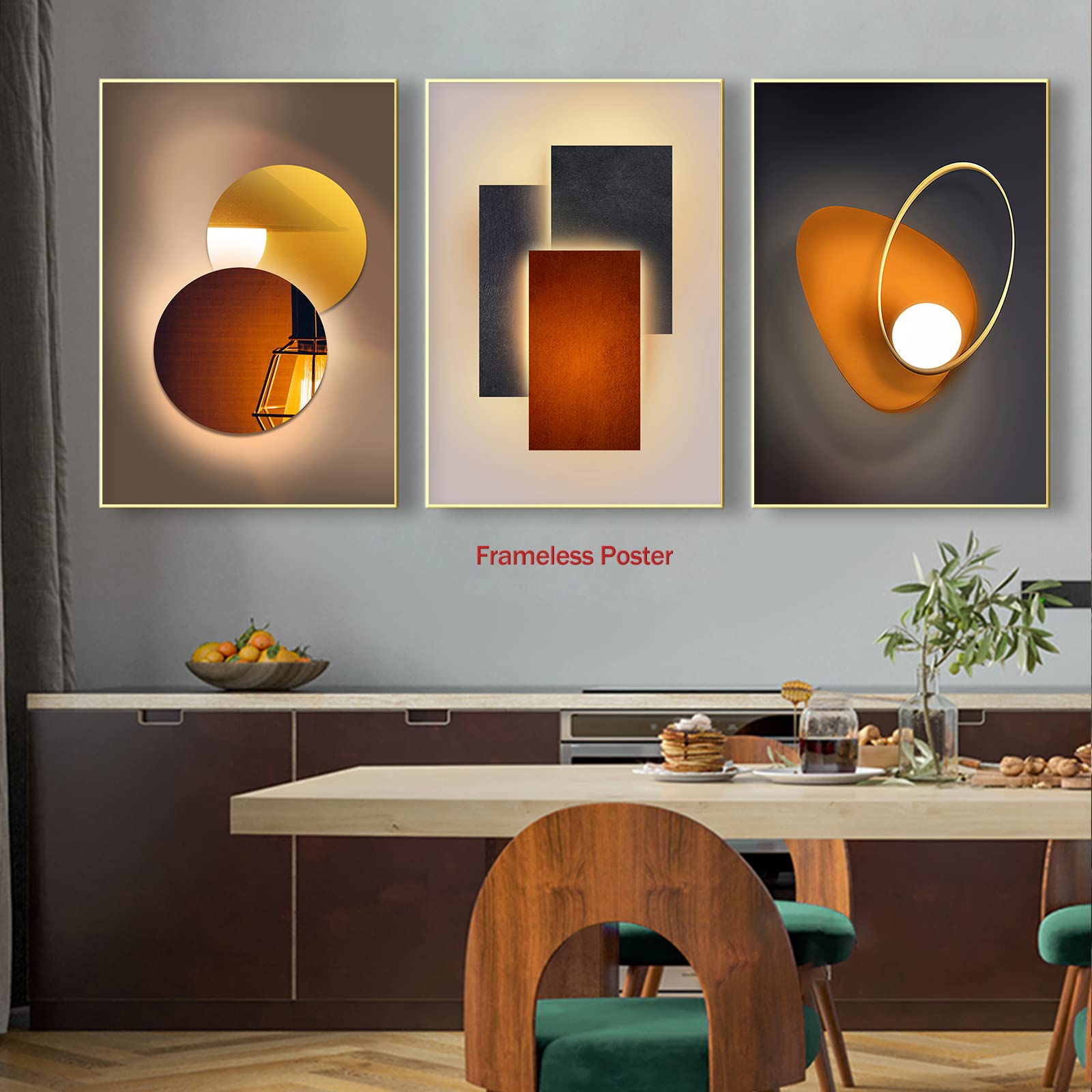 Amazon.co.jp: 抽象幾何学キャンバスウォールアート オレンジ幾何学