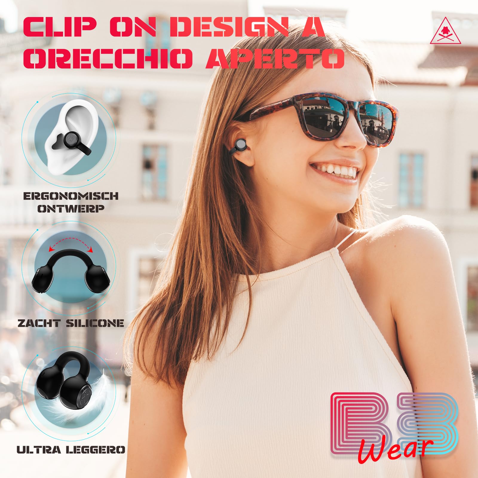 ZOMBIES CAT Cuffie Bluetooth Open Ear Auricolari Bluetooth 5.3 60H Playback cuffie sport stereo con bassi profondi Effetti di luce esclusivi cuffie senza filo per IOS Android, B3 Nero