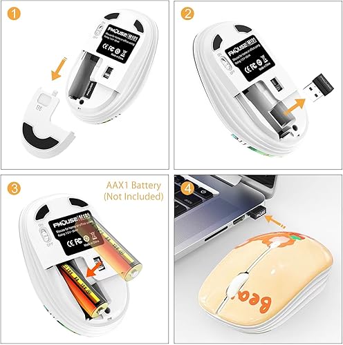 Miniatura 6 de Ratón inalámbrico con nano receptor para PC, portátil, portátil, computadora, MacBook, menos ruido, ratones ópticos móviles portátiles (niña) (M101)