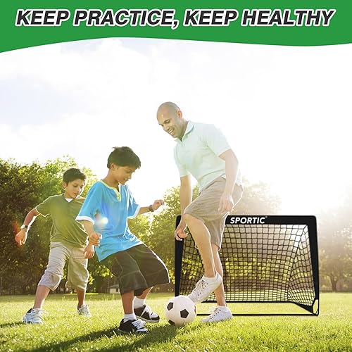 Miniatura 5 de Paquete de 2 redes de fútbol de 4 x 3 pies, porterías de fútbol para practicar niños para interiores y exteriores. Red de fútbol portátil con bolsa