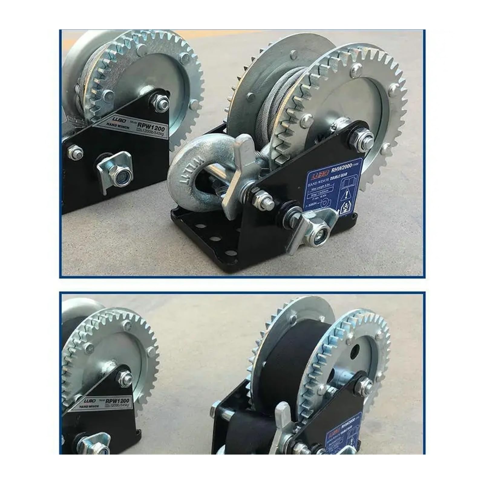 Cabrestante para remolque, Cabrestante manual autoblocante for barco o camión de servicio pesado 2500P, con manija trinquete, cabrestante eslinga cable elevación fácil tracción(1200P Ribbon 8M)
