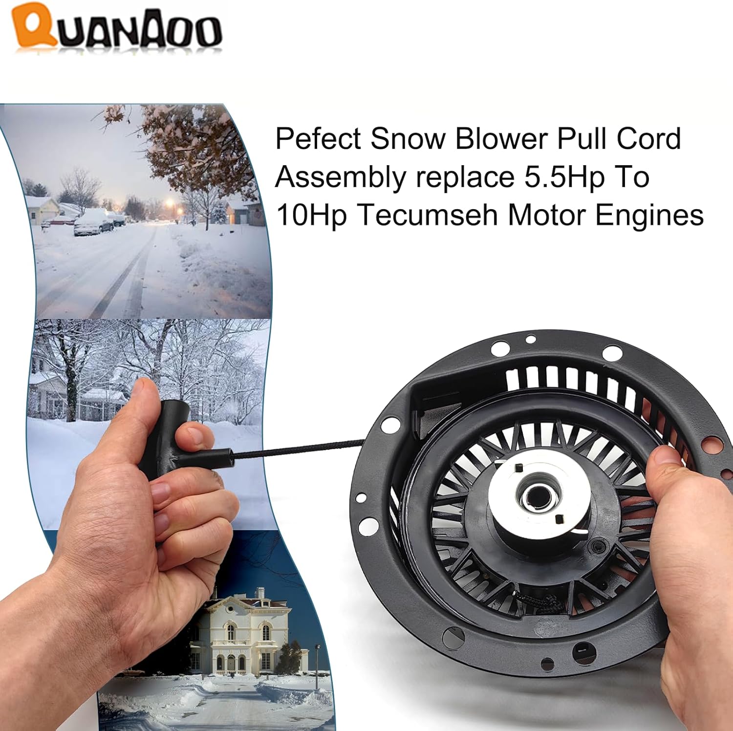 Recoil Starter Assembly 590749A fits Tecumseh 590789 590672 590733 HM100 HMSK80 HMSK85 HMSK90 HMSK100 HMSK105 HMSK110 LH318 LH358 Snow King Snow Blowers Replace 590749