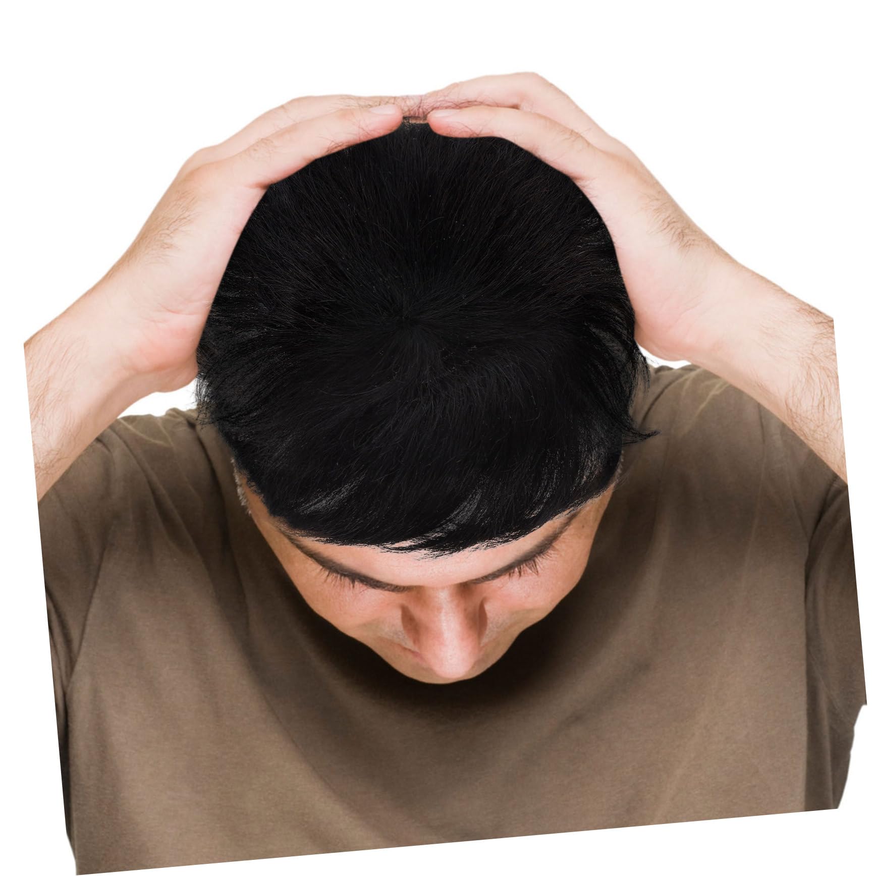 Healeved Parrucca Da Uomo in Umani 2 Pezzi Con Toupet Elegante Parrucca Maschile Calva Di Ricambio