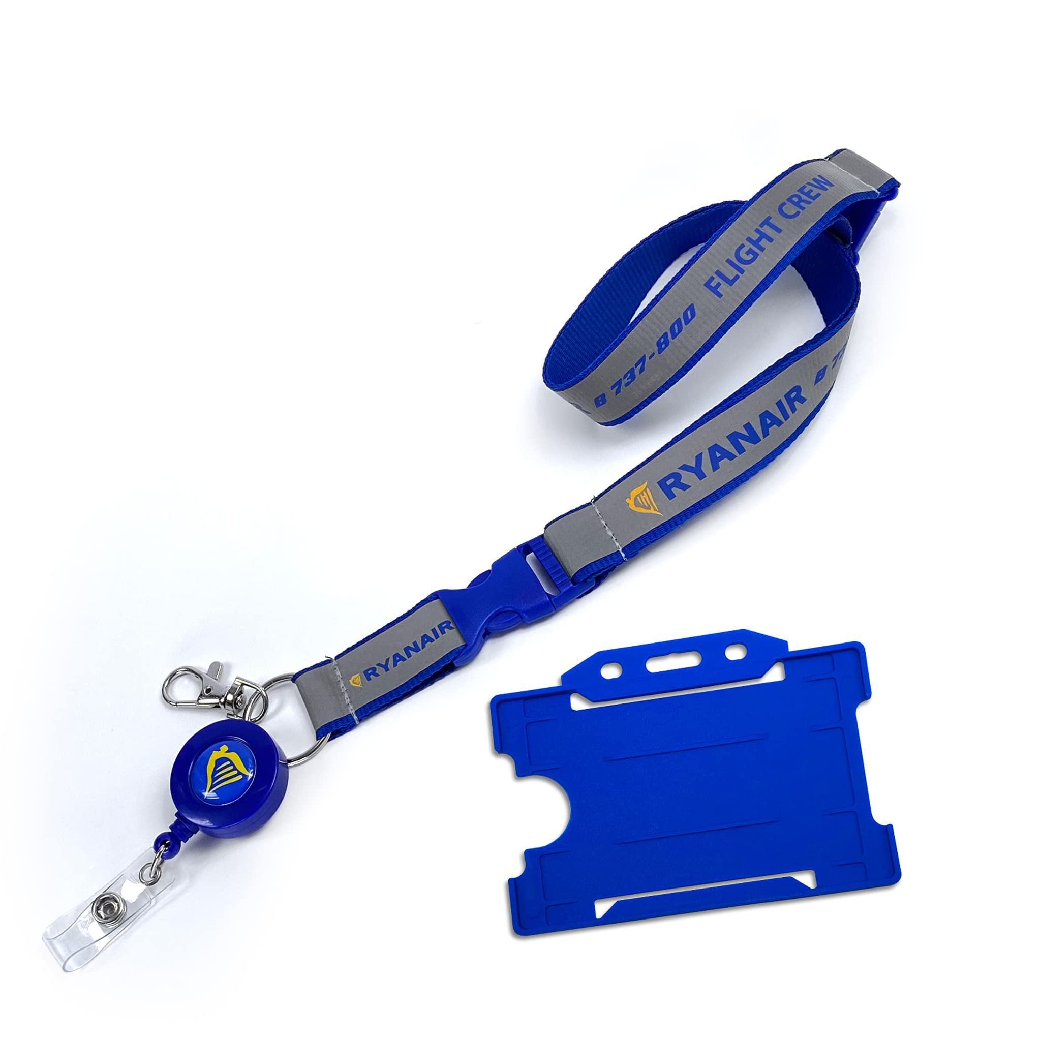 koolkrew Ryanair Logo Flight Crew Retroreflective Lanyard Set, Blue, Yellow