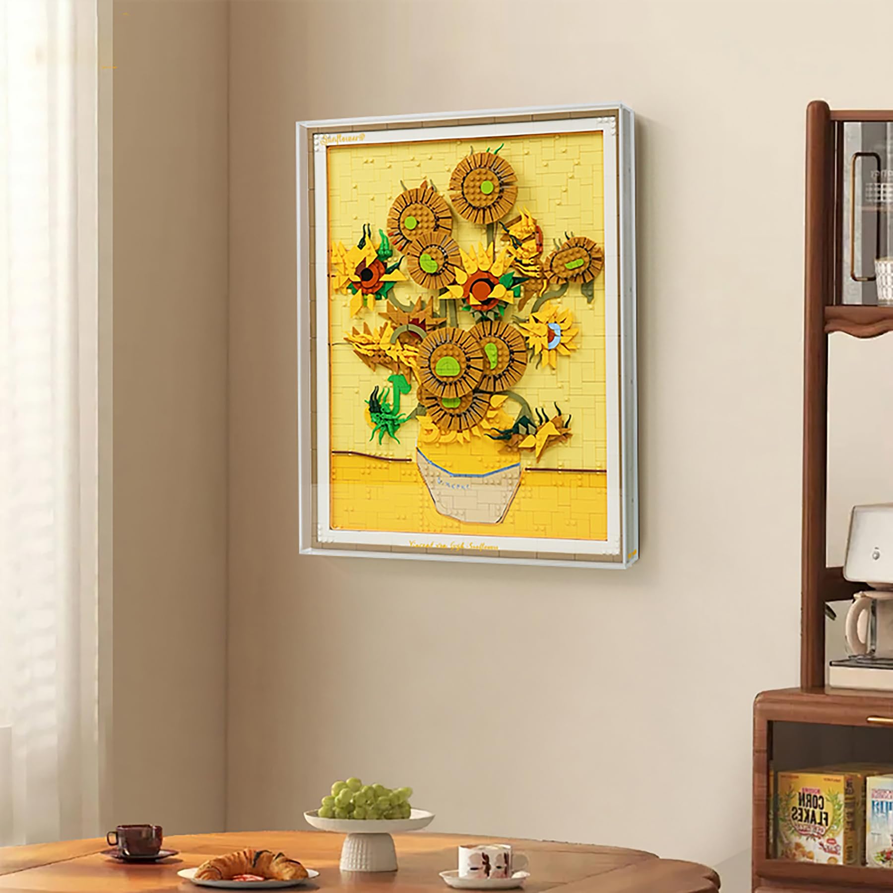 Vitrina acrílica para LEGO 31215 ART Van Gogh girasoles, caja transparente a prueba de polvo, marco de fotos transparente para colgar en la pared (solo caja de exhibición) (todo en uno)