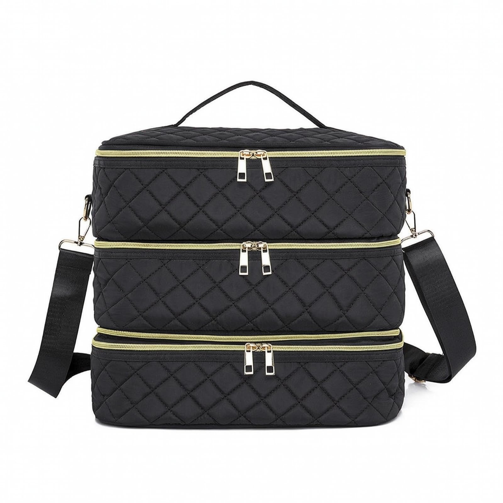 perfeclan Neceser con Correa Hombro Acolchado | Ligero, Neceser con Asa, Compacto, Bolsa Aseo Compartimento, para Viajes, Hogar, Viajeros, Negro