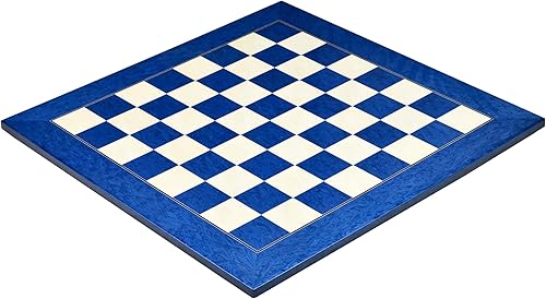 CHESSBAZAAR Tablero de ajedrez de madera de lujo de 22 pulgadas con acabado brillante y acabado blanco de ceniza azul | Tablero de ajedrez para
