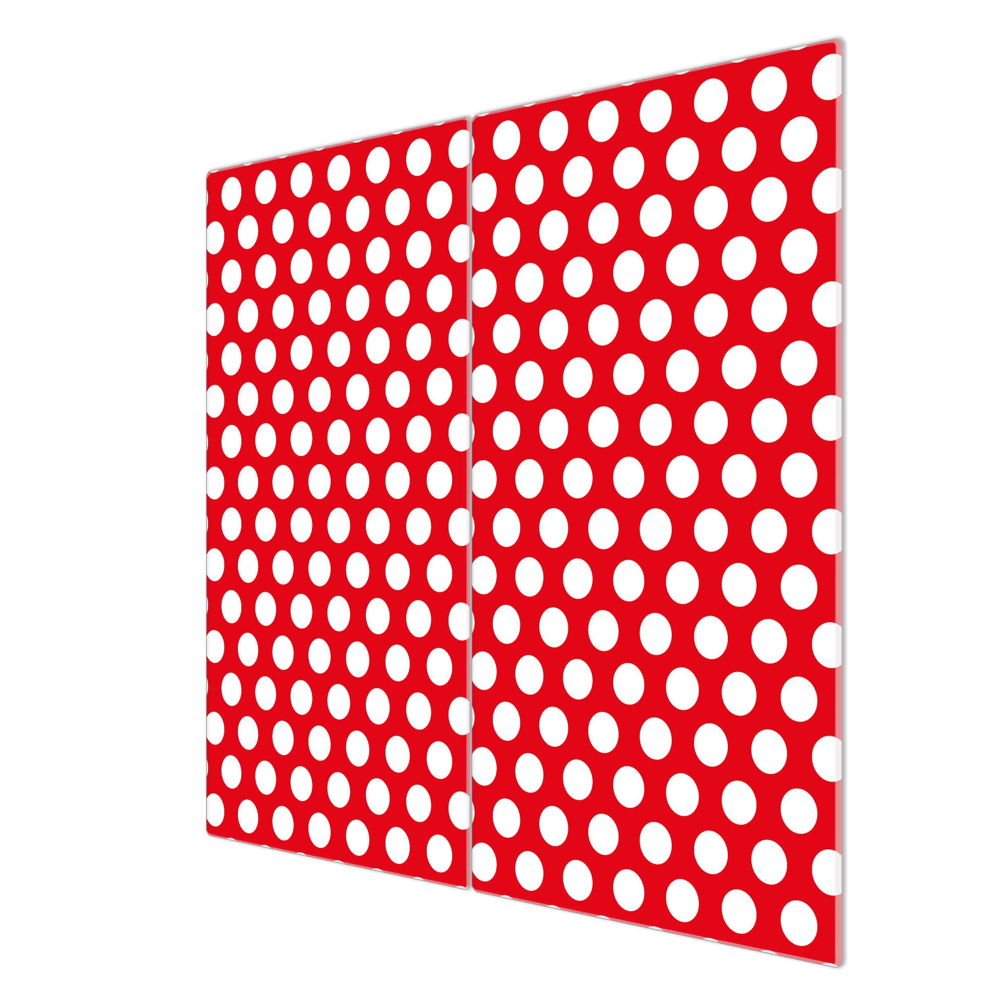 banjado Herdabdeckplatte Glas 2-teilig 60x52 cm, Ceranfeld Abdeckung und Schneidebrett Glas aus gehärtetem Glas, pflegeleichter moderner Look Abstrakt & Muster für Küchen mit Motiv Punkte Rot