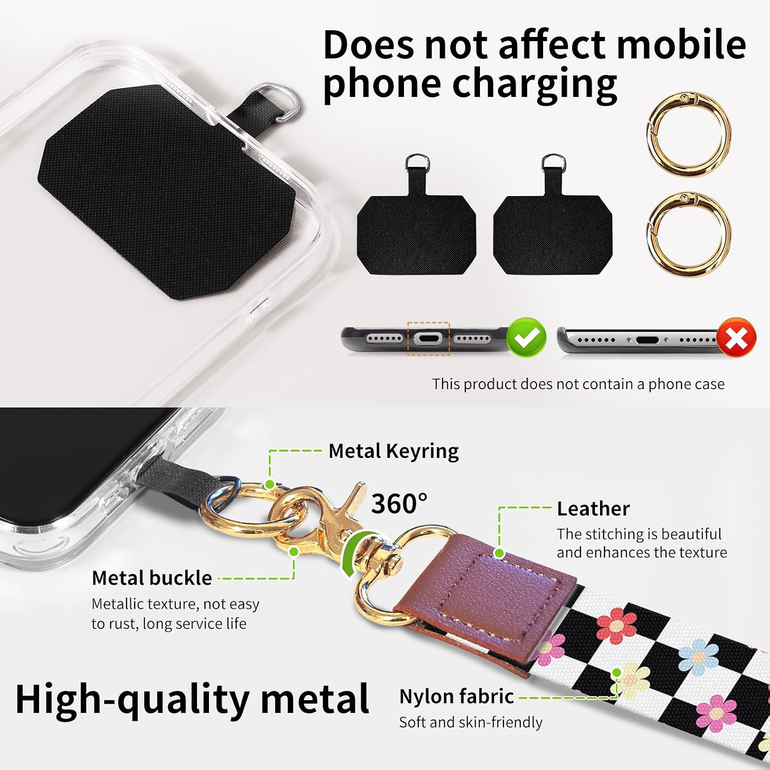 Phone Lanyard Crossbody Wrist Strap, Universal Adjustable Neck Strap for Phone Case Keys ID Badges image 3