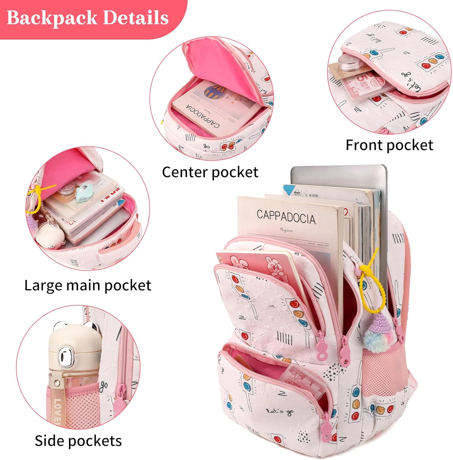 Rolling Backpack for Elementary School Students Teens Travel Bag Wheeled Trolley Trip Luggage Trolley Daypack for Girls and Boys, PK Indicator Light