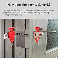 Vista 5 de Cerradura de puerta portátil Cerradura de viaje con bolsa de almacenamiento evita el acceso no autorizado Seguridad antirrobo y privacidad Air BNB