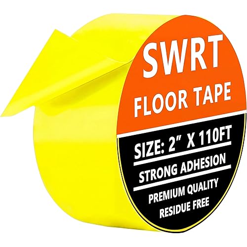 SWRT 2" x 110FT Yellow Floor Marking Tape and Dance Splicing Tape, Caution Gym Floor Tape Warning Safety Stripe Tape for Floor Marking, Athletics, School, Restaurants, Equipment and More
