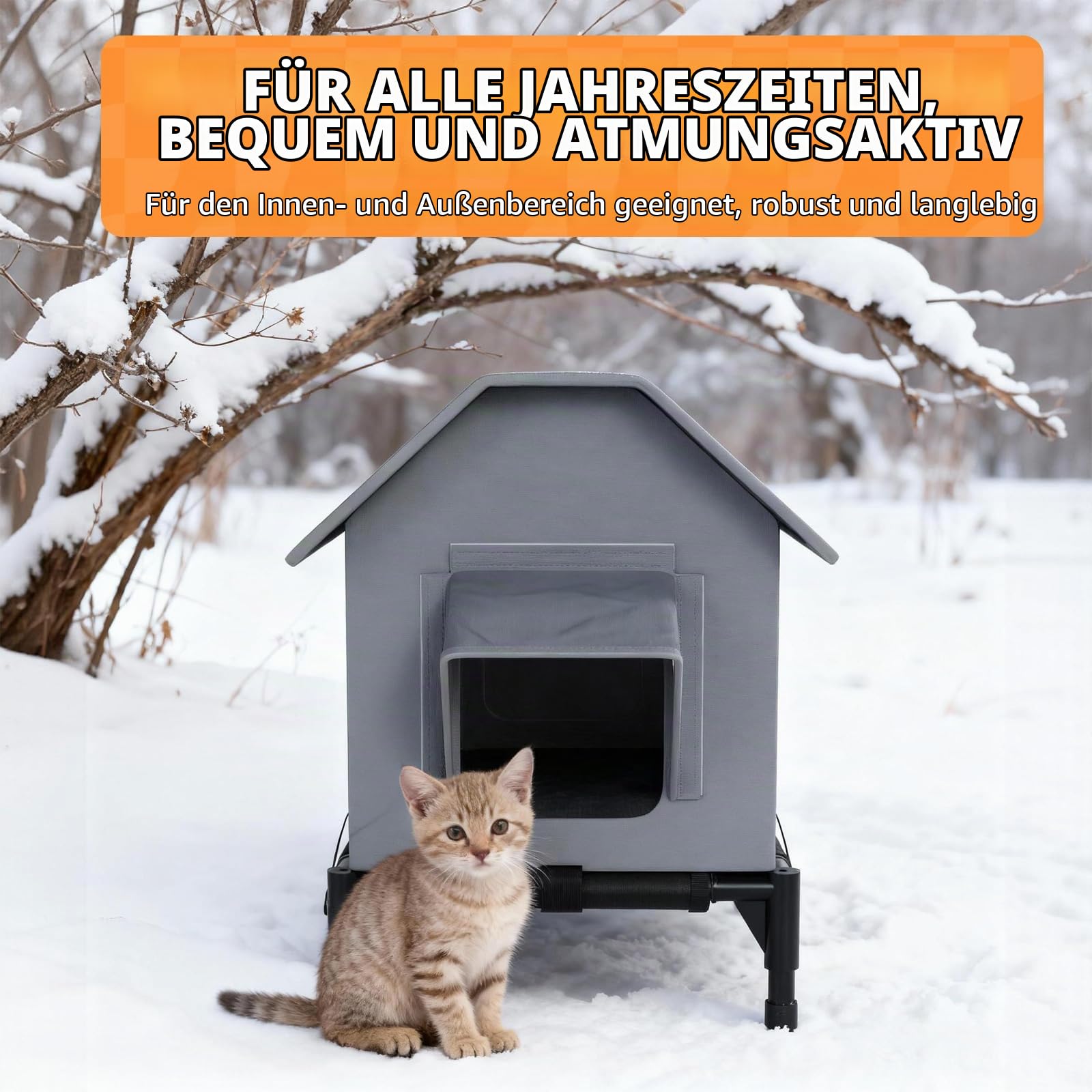 katzenhaus Outdoor Winterfest, katzenhöhle für draußen mit erhöhtem Boden, kälte- und wasserfest, isoliert und wasserdicht für Wärme, isoliertes katzenhaus Outdoor Winterfest.