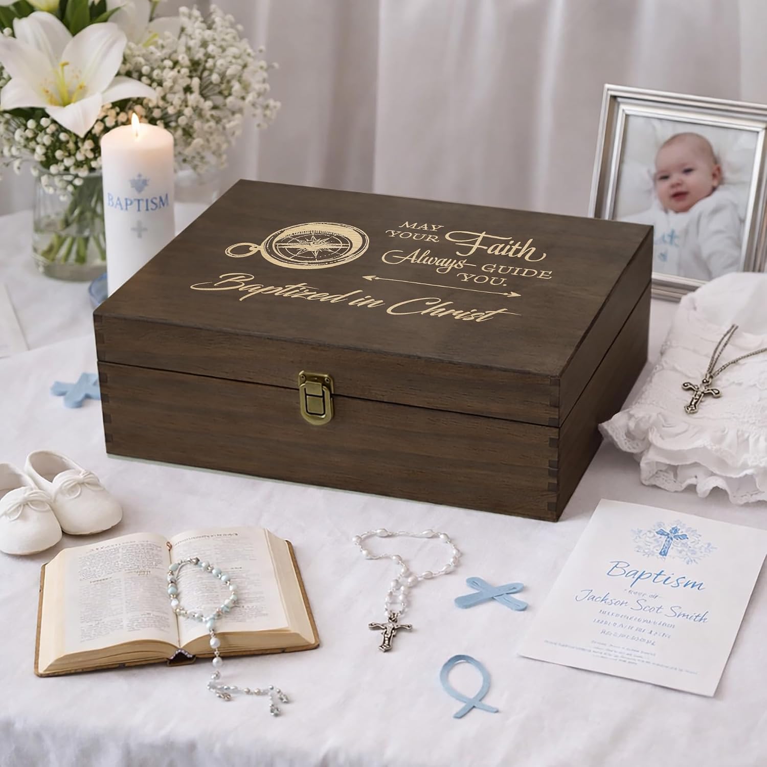 Baptism Memory Box, Engraved Christening & First Communion Gift, XL Size image 5