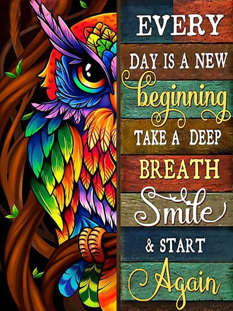 Musevial Inspirational Stamped Cross Stitch Kits,Owl Cross Stitch Ornament Kits for Adults Beginners, Counted Embroidery Needlepoint Kits Home Decor 12x16 Inch