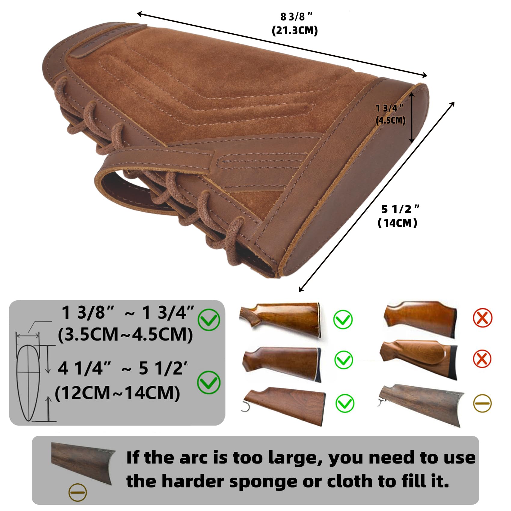 Leather Buttstock with Sling for Hunting (Brown (Righty&Lefty Hand), 20 Gauge)