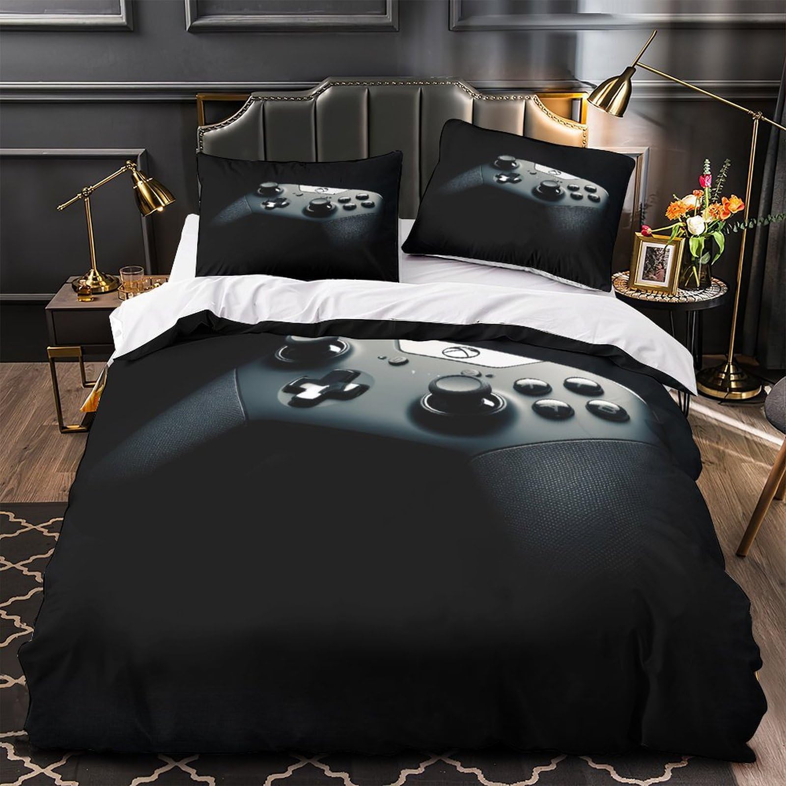MMDASBVPE Gaming Controller Duvet Cover 3D Design Printed Machine Washable 3 Pieces Bedding Set Zipper Comforter Cover Hotel Quality Washable for Adults Kids Women Teens Youth Single（135x200cm）