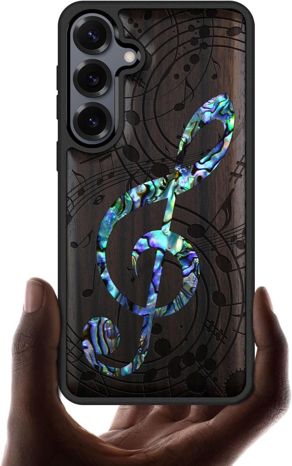 Carveit Magnetic Wooden Case for Galaxy S25+ / S25 Plus Case, Wood Artisan Engraved & Handmade Shell Inlaid, Compatible with MagSafe Wireless Chargers (Fox and Woods) Walnut