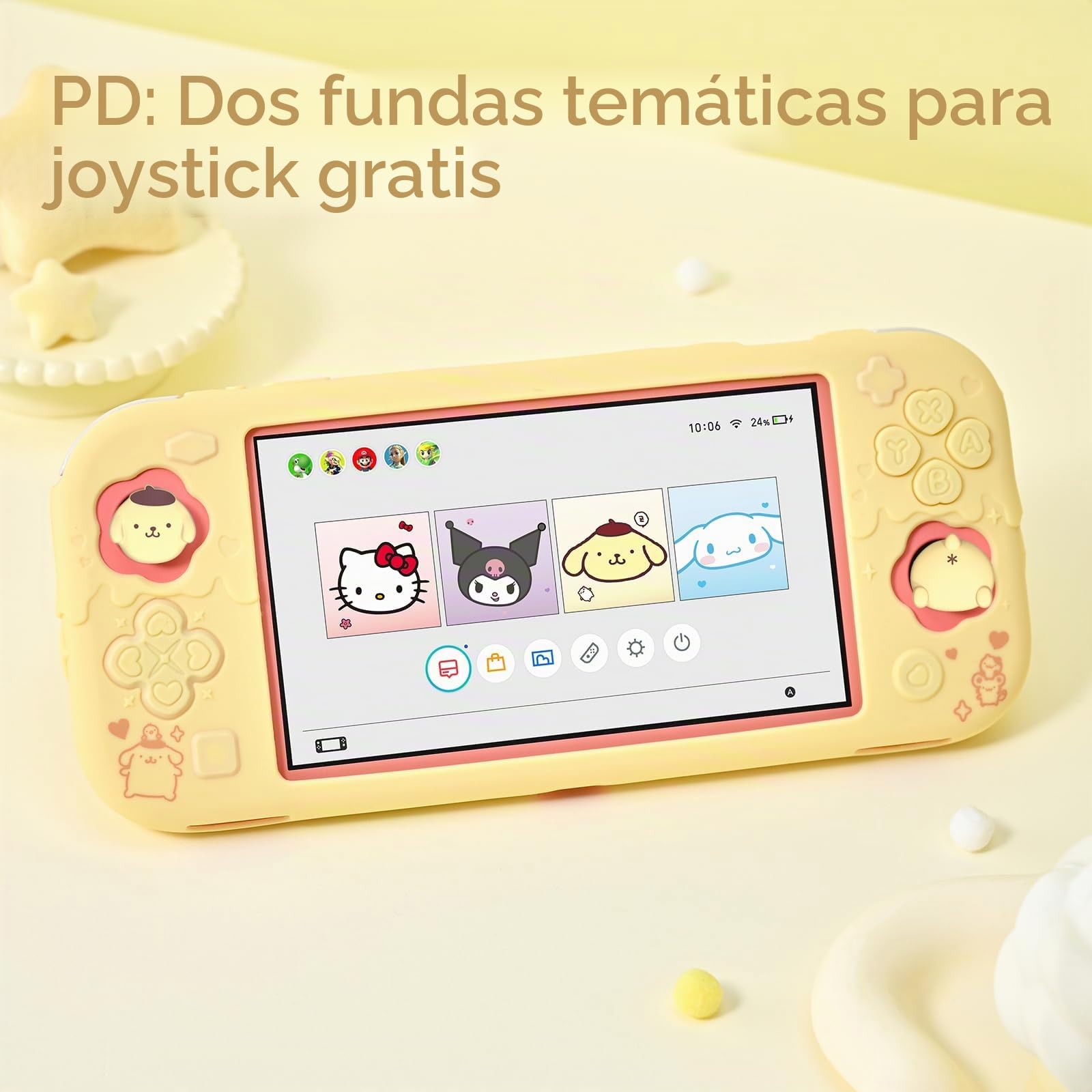 Kuitmor Estuche Protector para Switch Lite, Funda Kawaii para Switch, Carcasa Protectora de Silicona Suave Antirrayaduras para Switch Lite 2019 con 2 Tapas de Agarre